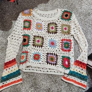 Colorful Crochet Sweater Or Swim Cover Up!